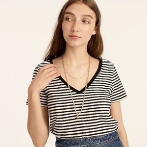 JCrew BNWT VINTAGE COTTON V-NECK T-SHIRT IN STRIPE